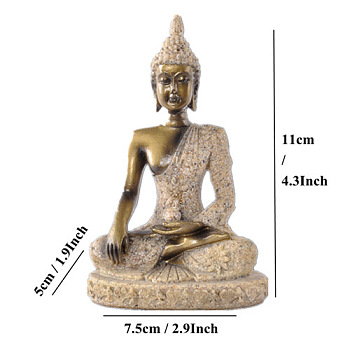 Resin Buddha Statue, for Zen Home Office Feng Shui Ornament, BurlyWood, 75x50x110mm