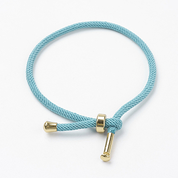 Cotton Twisted Cord Bracelet Making, with Stainless Steel Findings, Golden, Sky Blue, 9 inch~9-7/8 inch(23~25cm), 3mm