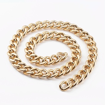 Handmade UV Plating ABS Plastic Curb Chain, Twisted Chains, Golden, Links: 33x25x8mm, 39.37 inch(1m)/strand
