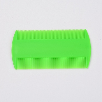 Plastic Double Side Comb, Pet Supplies, Rectangle, Lime Green, 87.5x51x2.5mm