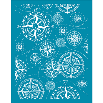 Silk Screen Printing Stencil, for Painting on Wood, DIY Decoration T-Shirt Fabric, Compass Pattern, 100x127mm