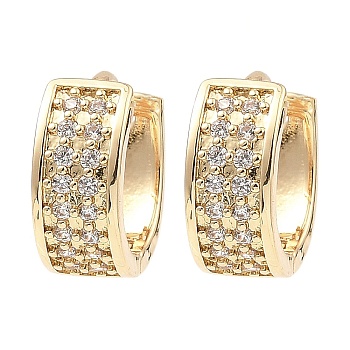 Brass with Cubic Zirconia Thick Hoop Earrings, Light Gold, 5x13mm