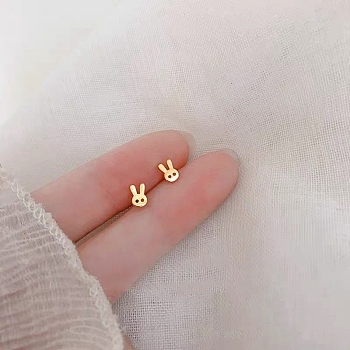 Alloy Earrings for Women, with 925 Sterling Silver Pin, Rabbit, 10mm