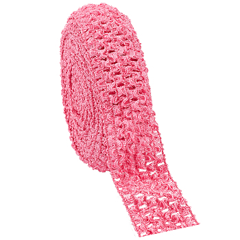 Polyester Ribbons, Elastic Crochet Headband, for Baby Headbands, Pink, 42mm