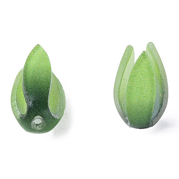 Plastic Beads, Flower, Green, 17.5x10x9mm, Hole: 1.2mm