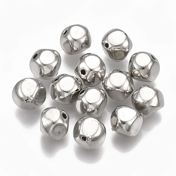 CCB Plastic Beads, Faceted, Round, Platinum, 8x7mm, Hole: 1mm, about 1728pcs/432g
