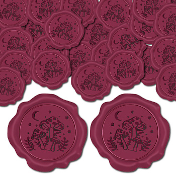 Adhesive Wax Seal Stickers, Envelope Seal Decoration, For Craft Scrapbook DIY Gift, Mushroom, 30mm, 100pcs