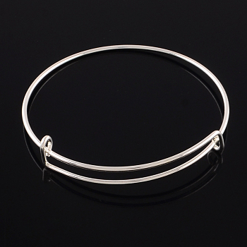 Adjustable Iron Expandable Bangle Making, Silver Color Plated, 2-1/2 inch(65mm)