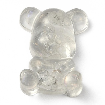 Resin Display Decorations, with Synthetic Moonstone Chips Inside, Bear, 53.5~53.8x41~41.5x17.5~21mm