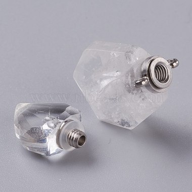 Hexagon Natural Quartz Crystal Perfume Bottle Pendants(G-H241-03E-P)-3