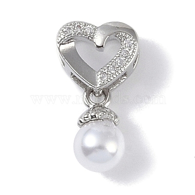 Platinum White Heart Brass+Cubic Zirconia Pendants