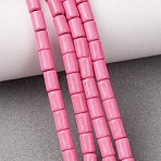 Synthetic Synthetic Turquoise Beads, Dyed, Column, Hot Pink, Hot Pink, 6~6.5x4mm, Hole: 1mm, about 61pcs/strand, 14.57''(37cm)(G-B184-A01)