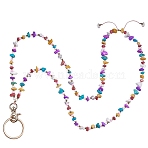 Natural & Synthetic Gemstone Chip Beaded Neck Strap Lanyard, with PVC Plastic Card Holders, 485mm(HJEW-SW00117)