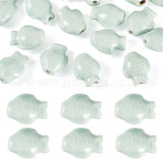 Handmade Porcelain Beads, Fish, Aqua, 15x19.5x9mm, Hole: 2mm(PORC-TADJ0002-01)