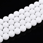 Baking Paint Opaque Glass Beads Strands, Round, White, 10mm, Hole: 1mm, about 40pcs/strand, 15.16''(38.5cm)(GLAA-T032-P10mm-02)