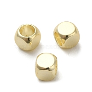 Brass Spacer Beads, Cube, Real 14K Gold Plated, 4x4x4mm, Hole: 2.8mm(KK-P249-01D-G01)