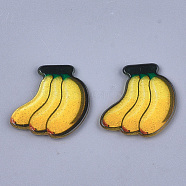 Plastic Cabochons, with Glitter Powder, Banana, Gold, 22x17x2mm(KY-T010-23)
