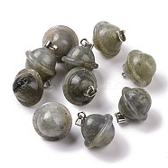 Natural Labradorite Pendants, Planet Charms, with Platinum Plated Alloy Snap on Bails, 19.5~21.5x18~18.5mm, Hole: 5.5x3.3mm(G-B041-01P-04)
