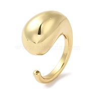 Rack Plating Brass Teardrop Open Cuff Rings for Women, Cadmium Free & Lead Free, Long-Lasting Plated, Real 18K Gold Plated, 11.7mm, Inner Diameter: 17.8mm(RJEW-S407-01G)