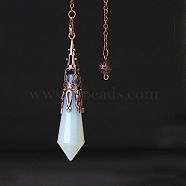 Opalite Pendant Dowsing Pendulum Big Pendants, with Red Copper Plated Metal Cone, Hexagonal Cone Charm, 260mm(PW-WGF0B2B-07)