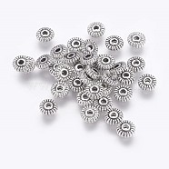 Tibetan Silver Spacer Beads, Cadmium Free & Lead Free, Antique Silver, about 5mm in diameter, 1.5mm thick, hole: 1.5mm(X-K084T041)
