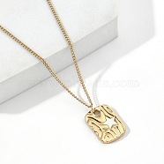 201 Stainless Steel Pendant Necklaces, Rectangle with Natural Shell Star, Golden, 16.34 inch(41.5cm)(NJEW-D055-03G)