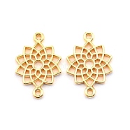 Baroque Style Zinc Alloy Connector Charms, Cadmium Free & Lead Free, Lotus, Light Gold, 20x14x1.4mm, Hole: 1.2mm(FIND-TAC0015-05LG)