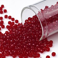 TOHO Round Seed Beads, Japanese Seed Beads, (5C) Transparent Ruby, 8/0, 3mm, Hole: 1mm, about 222pcs/10g(X-SEED-TR08-0005C)