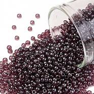 TOHO Round Seed Beads, Japanese Seed Beads, (115) Transparent Luster Amethyst, 11/0, 2.2mm, Hole: 0.8mm, about 1110pcs/bottle, 10g/bottle(SEED-JPTR11-0115)