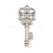 Non-Tarnish 304 Stainless Steel Pendants, Heart Key Charm, Stainless Steel Color, 33x13.5x3mm, Hole: 2mm(STAS-I307-550P)