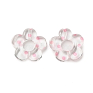 Transparent Printed Acrylic Beads, Flower, Hot Pink, 19x20x4mm, Hole: 1.6mm(OACR-H124-05A-02)