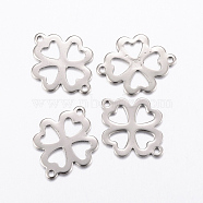 304 Stainless Steel Links connectors, Hollow Clover, Stainless Steel Color, 21x16.5x1mm, Hole: 1.5mm(X-STAS-L200-18P)