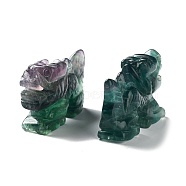 Natural Fluorite Carved Healing Dragon Figurines, Reiki Energy Stone Display Decorations, 53~55x17x38mm(DJEW-F025-02F)
