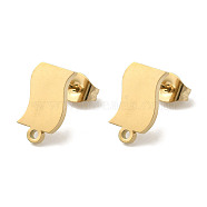 Ion Plating(IP) 304 Stainless Steel Stud Earring Findings, Flag, Golden, 11.5x6.5mm, Hole: 1.2mm, Pin: 0.7x11mm(STAS-I206-66G)