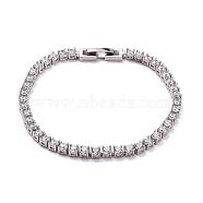 SHEGRACE Rhodium Plated 925 Sterling Silver Bracelets, with Grade AAA Cubic Zirconia, Clear, Platinum, 6-3/4 inch(17cm)(JB569A-02)