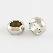 201 Stainless Steel Large Hole Rondelle Beads, Stainless Steel Color, 11x5mm, Hole: 7mm(STAS-Q175-02)