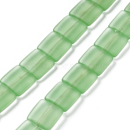 Transparent Frosted Glass Beads Strands, Square, Dark Sea Green, 12x12x4.5mm, Hole: 1mm, about 50pcs/strand, 23.23''~24.02''(59~61cm)(FGLA-S001-01D)