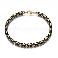 Ion Plating(IP) 201 Stainless Steel Byzantine Chain Bracelet for Men Women, Nickel Free, Black, 8-1/2 inch(21.5cm)(BJEW-S057-89B-01)