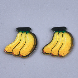 Plastic Cabochons, with Glitter Powder, Banana, Gold, 22x17x2mm(KY-T010-23)