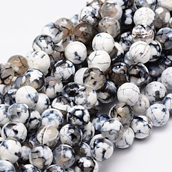 Dyed Natural Fire Crackle Agate Faceted Round Beads Strands, Dark Gray, 16mm, Hole: 1mm, about 25pcs/strand, 15.3 inch(G-E320C-16mm-07)