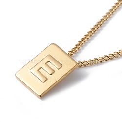 Stainless Steel Initial Letter Rectangle Pendant Necklace for Men Women, Golden, Letter.E, 18.11~18.5 inch(46~47cm)(NJEW-E090-01G-05)