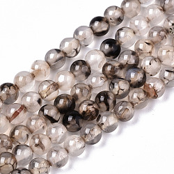 Natural Dragon Veins Agate Beads Strands,  Round, 4mm, Hole: 0.5mm, about 91~95pcs/strand, 14.57 inch~15.35 inch(37~39cm)(G-S359-235)