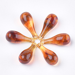 Acrylic Pendants, Imitation Gemstone Style, teardrop, Chocolate, 39.5x16mm, Hole: 2.5mm, about 105pcs/500g.(OACR-S029-041)