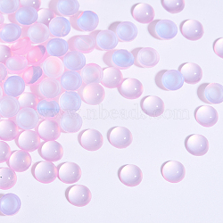 Resin Cabochons, Nail Art Decoration Accessories, Half Round, Pink, 6x3mm(MRMJ-T026-01B)