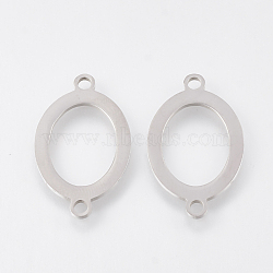 Tarnish Resistant 201 Stainless Steel Links connectors, Laser Cut Links, Oval, Stainless Steel Color, 21.5x13x1mm, Hole: 1mm(STAS-S106-09P)