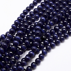 Cat Eye Beads, Round, Dark Blue, 10mm, Hole: 0.8mm, about 39pcs/strand, 15 inch(CER10mm26)