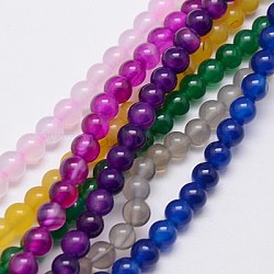 Natural Agate Beads Strands, Dyed, Round, Mixed Color, 6mm, Hole: 1mm, about 62pcs/strand, 14.8 inch(G-G583-6mm-M)