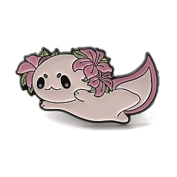 Salamander Flower Alloy Enamel Pins, Axolotls Brooch, Thistle, 16.5x30.5x1.5mm(JEWB-B014-03D)