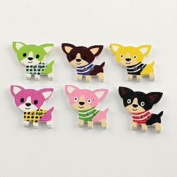 2-Hole Puppy Printed Wooden Buttons, Chihuahua Dog, Mixed Color, 25x26x2mm, Hole: 2mm
(X-BUTT-R031-115)