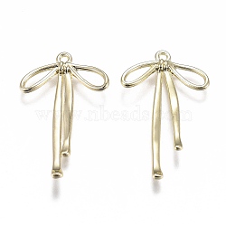 Alloy Jewelry Pendants, Bowknot, Light Gold, 32.5x20x2mm, Hole: 1.5mm(X-PALLOY-Z001-09LG)